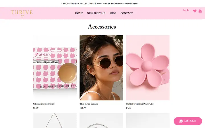 Website page titled Accessories | Shop at Thrive