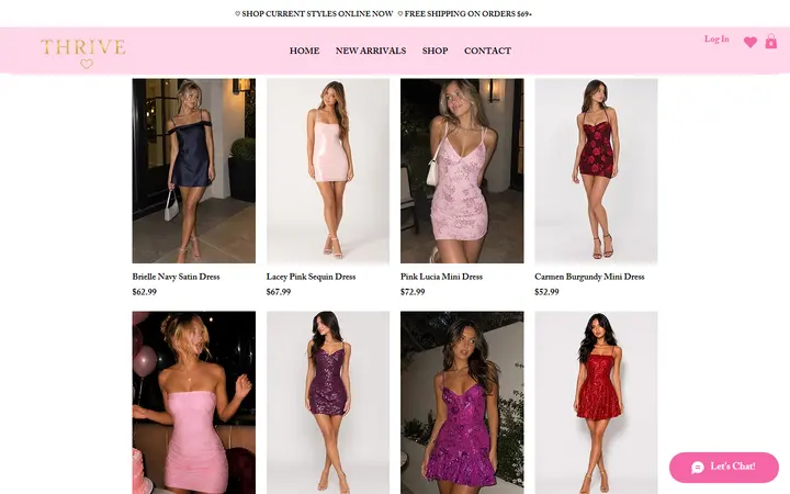 Website page titled NEW ARRIVALS | Shop at Thrive