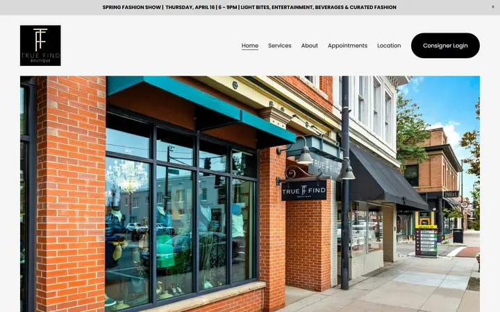 Preview of True Find Boutique website