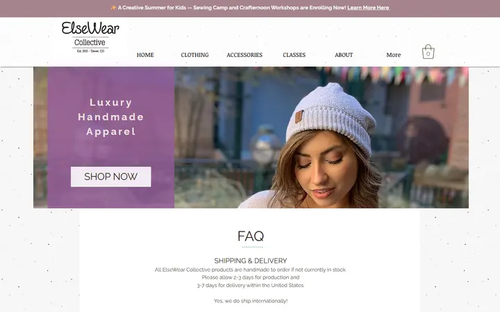 Website page titled Faq | United States | ElseWear Collective
