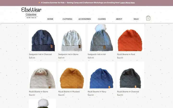 Website page titled Shop | elsewearcollective