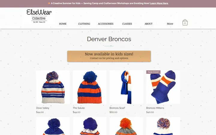Website page titled Denver Broncos | elsewearcollective
