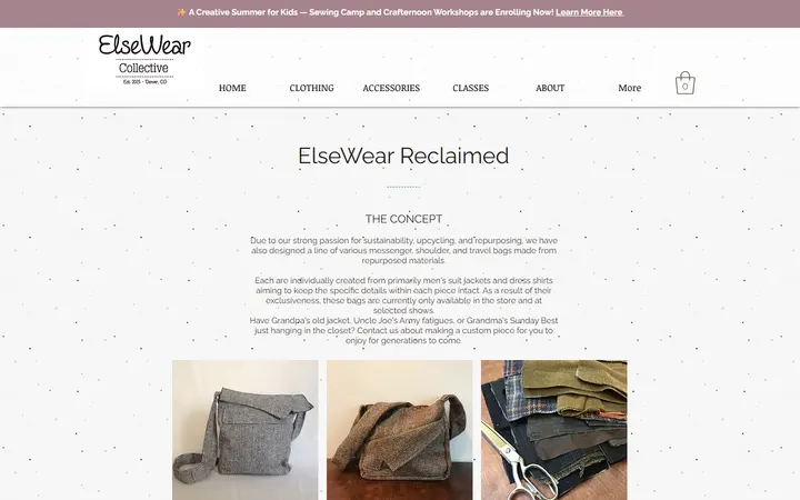 Website page titled ElseWear Reclaimed | elsewearcollective