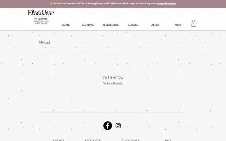 Website page titled Shopping Cart | elsewearcollective