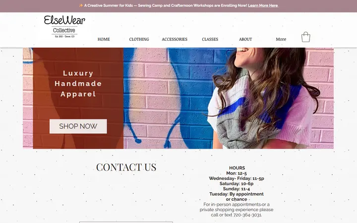 Website page titled Contact | United States | ElseWear Collective