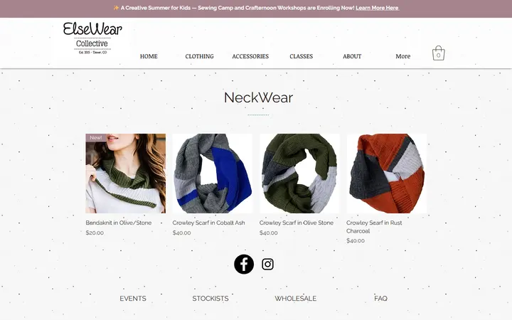 Website page titled NeckWear | elsewearcollective