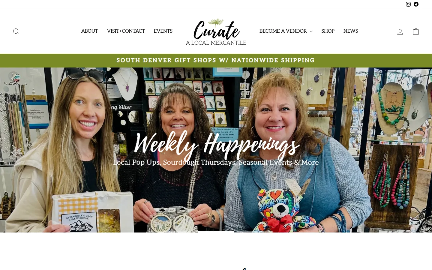 Viewport capture of Curate: A Local Mercantile website