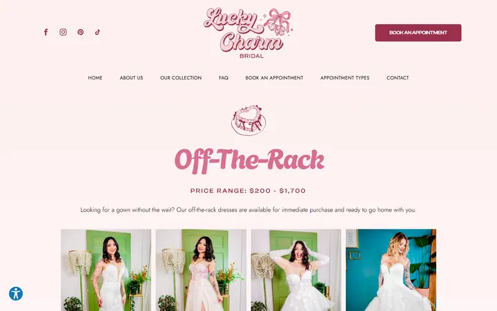 Website page titled Maison Bonne Chance | Lucky Charm Bridal