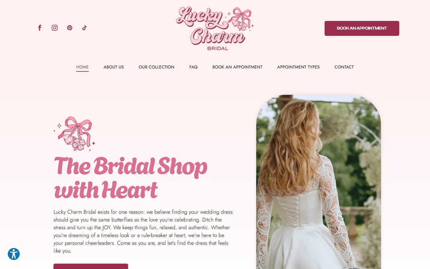 Viewport capture of Lucky Charm Bridal website