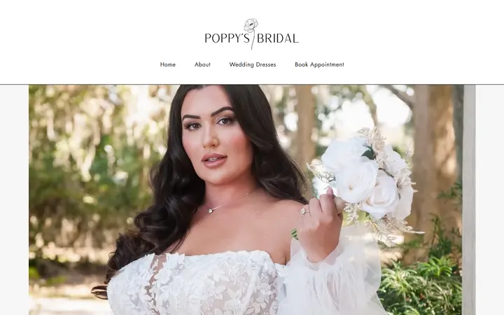 Website page titled Plus Size Wedding Dresses | Poppy's Bridal