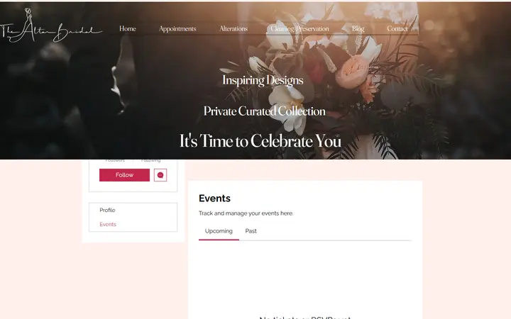 Website page titled thealtargirl | Events