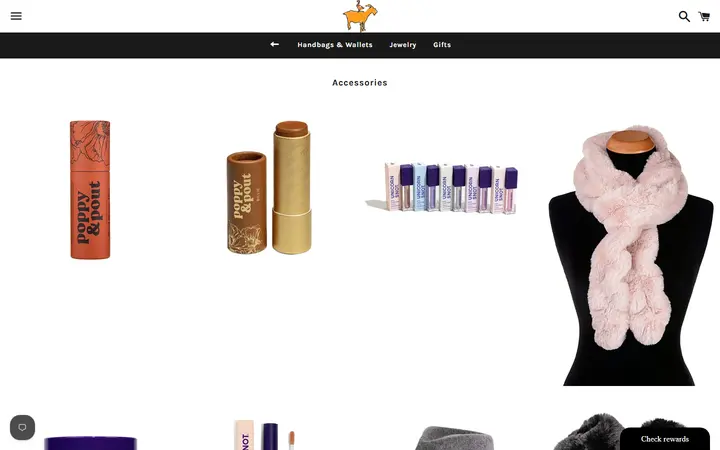 Website page titled Accessories – Goose & the Goat