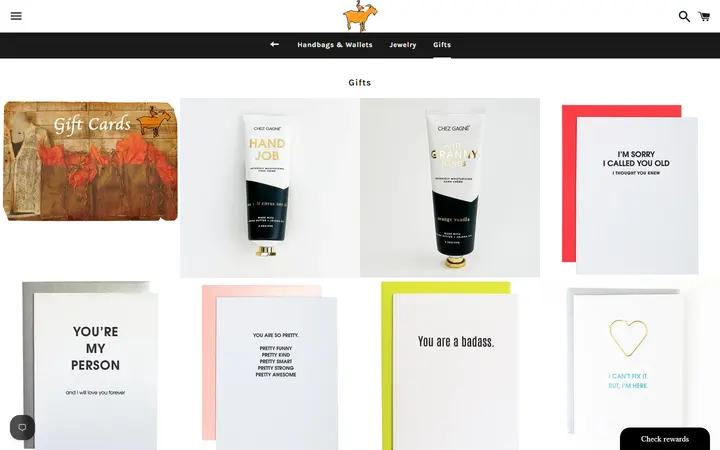 Website page titled Gifts – Goose & the Goat