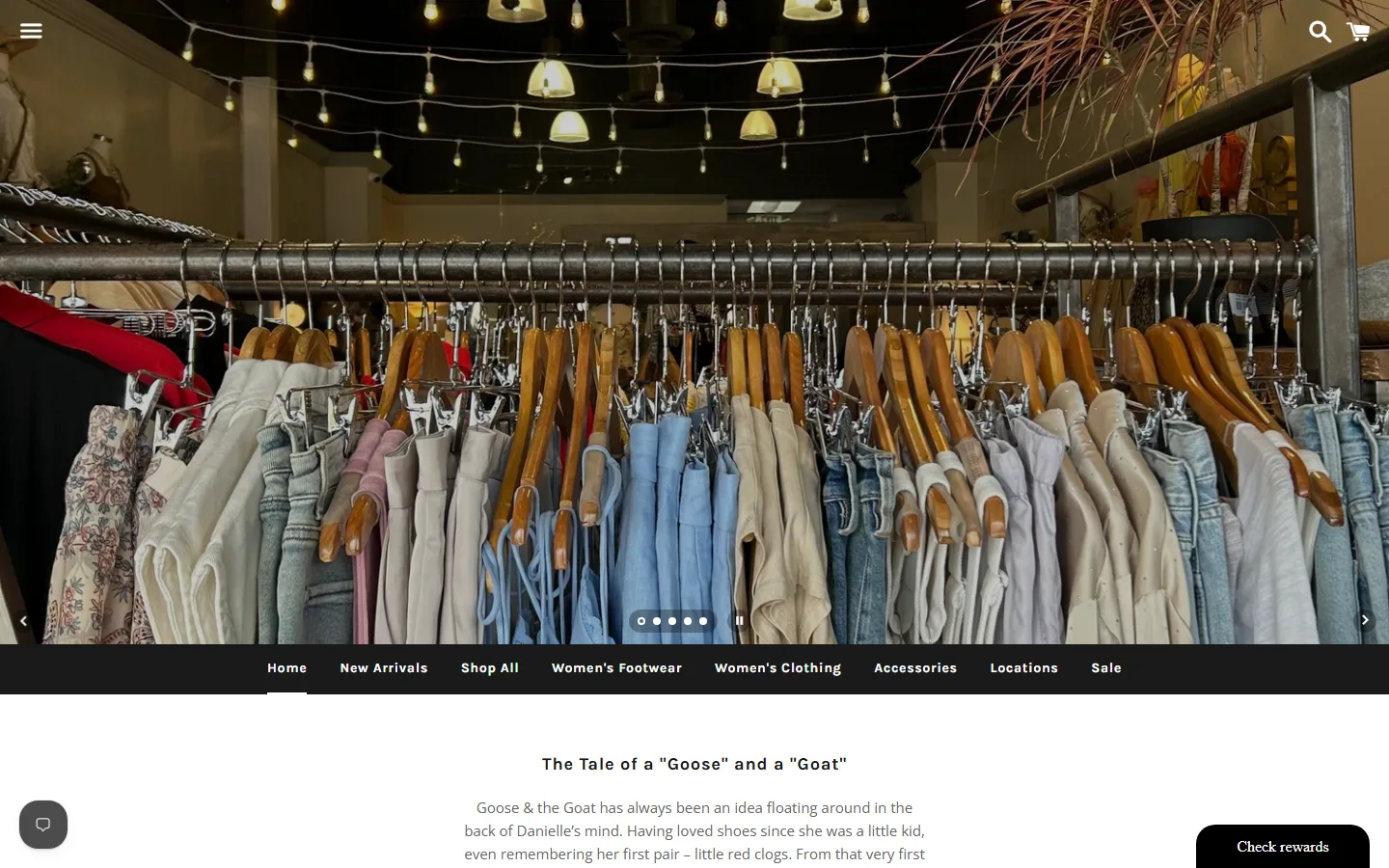 Viewport capture of Goose & the Goat Shoes, Clothing, Accessories website