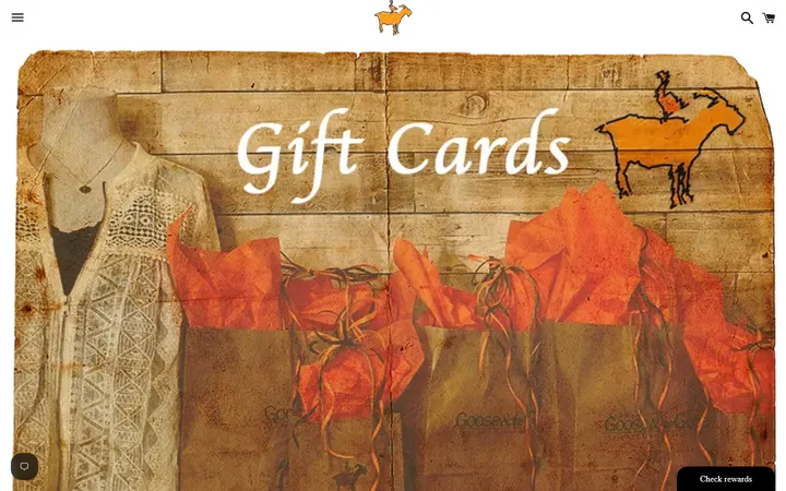 Website page titled Gift Card – Goose & the Goat