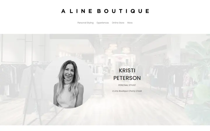 Website page titled Kristi - Personal Stylist - CO — A Line Boutique