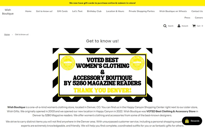 Preview of Wish Boutique website