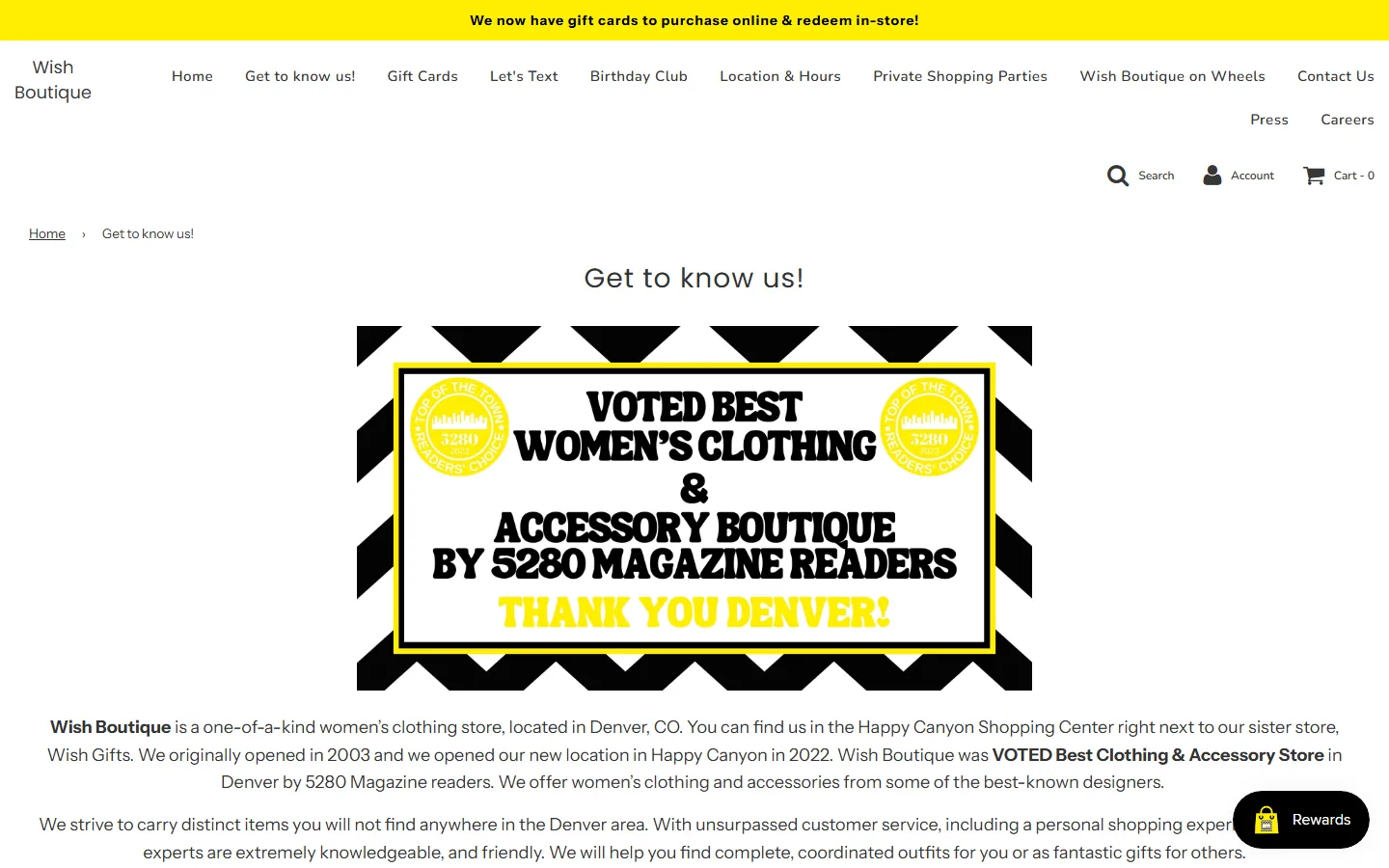 Viewport capture of Wish Boutique website