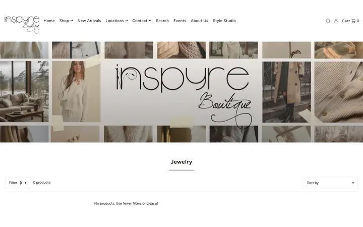 Website page titled Chic Jewelry | Inspyre Boutique