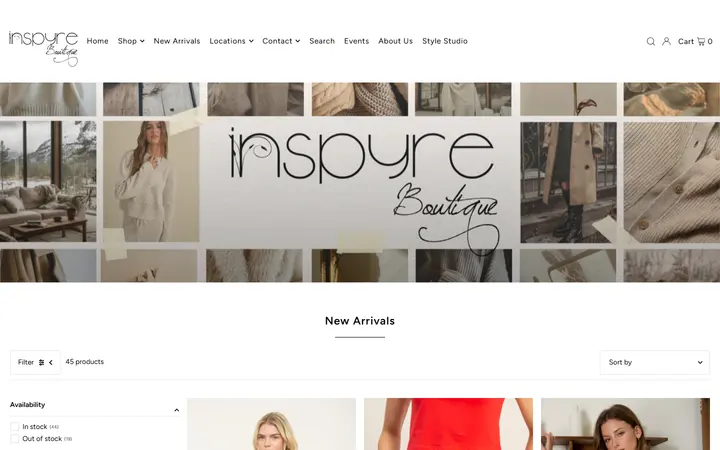 Website page titled New Arrivals | Inspyre Boutique