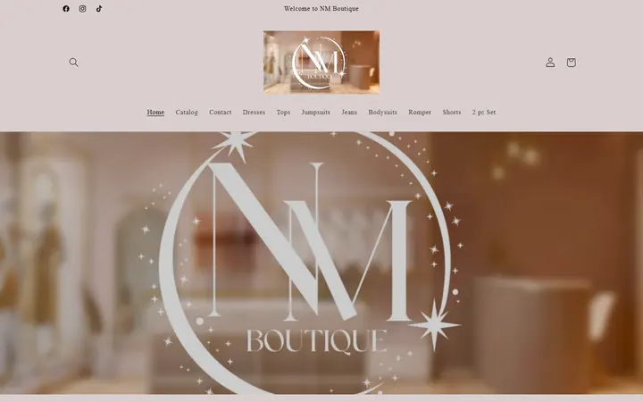 Website page titled Welcome to My Online Store! – NM Boutique