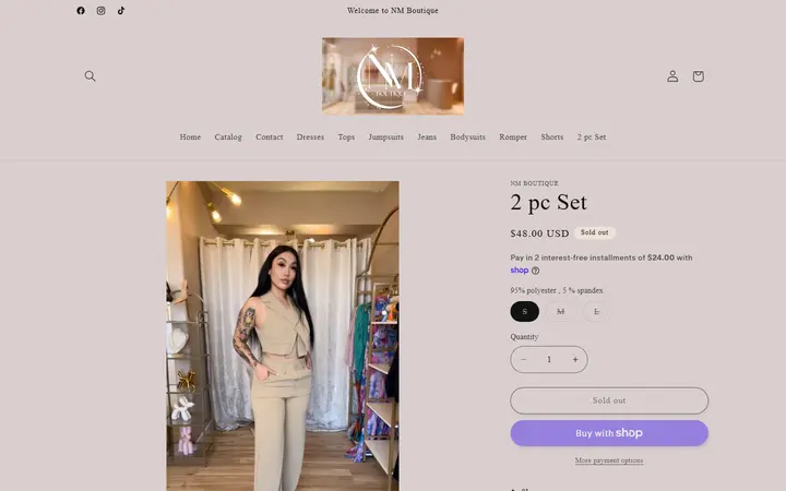Website page titled 2 pc Set – NM Boutique