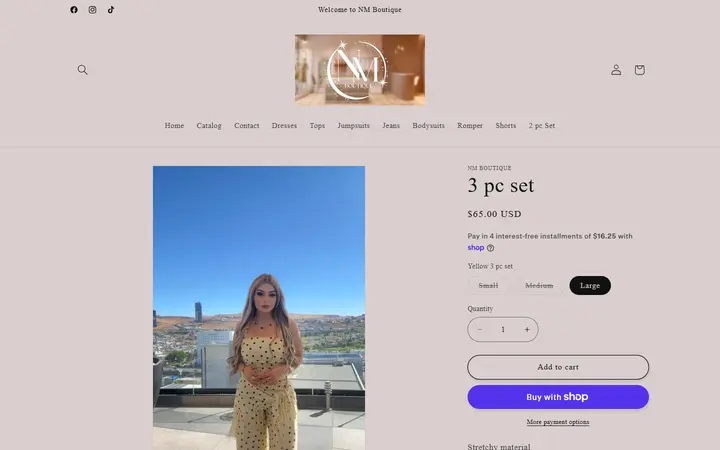 Website page titled 3 pc set – NM Boutique