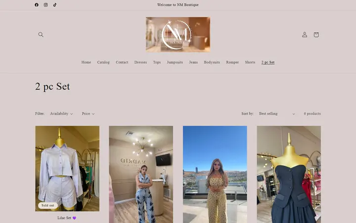 Website page titled 2 pc Set – NM Boutique