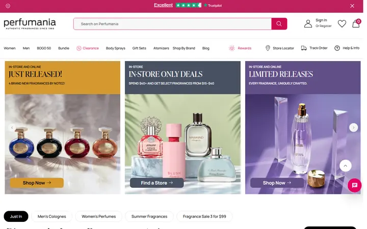 Preview of Perfumania website