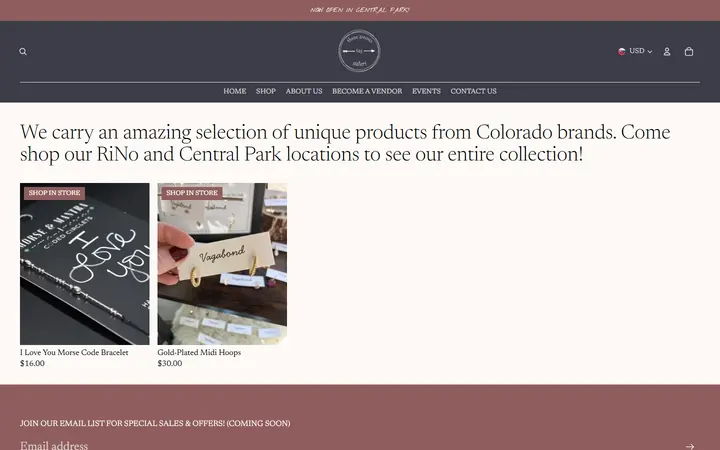 Website page titled Jewelry – Three Arrows Gallery