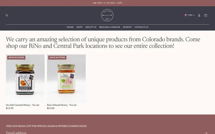 Website page titled Food & Drink – Three Arrows Gallery