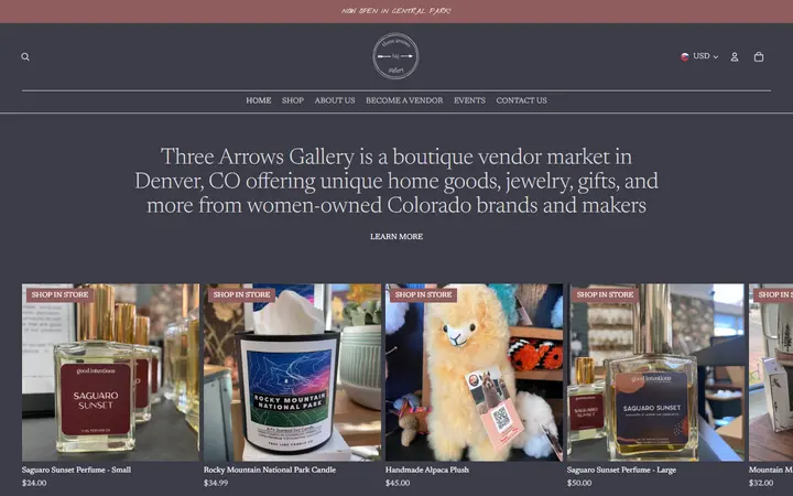 Preview of Three Arrows Gallery (TAG) website
