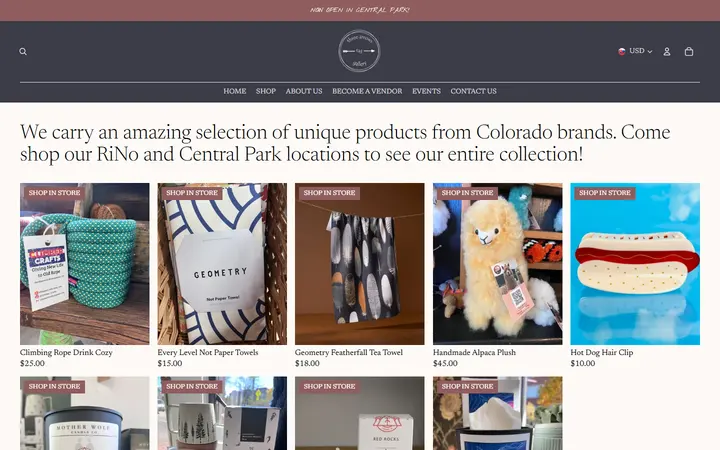 Website page titled Home Goods – Three Arrows Gallery