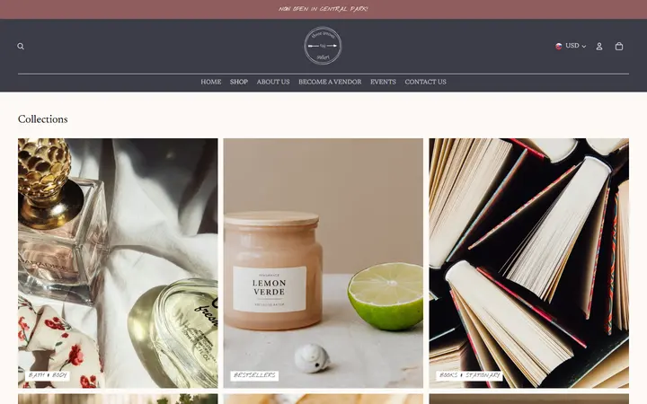 Website page titled Collections – Three Arrows Gallery