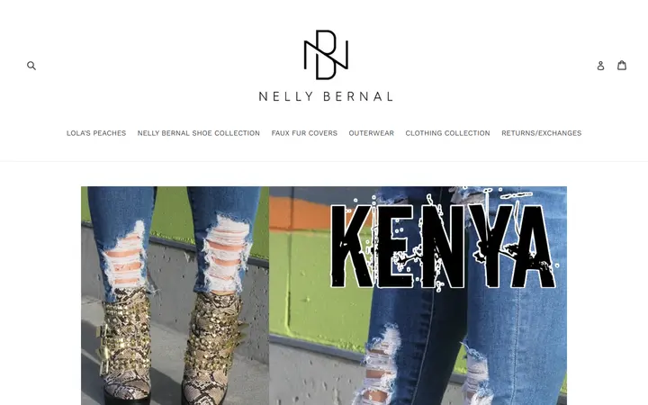 Website page titled Kenya Snake Skin Printed Boots – nellybernalcollection.com