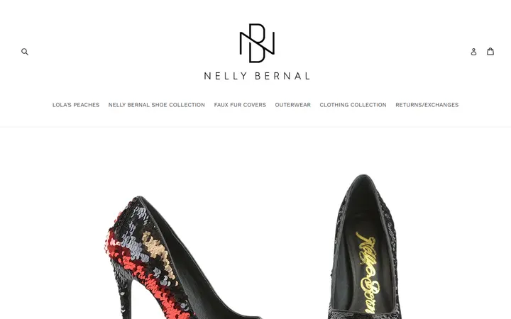 Website page titled Famous Black Sequins Last Size 6! – nellybernalcollection.com