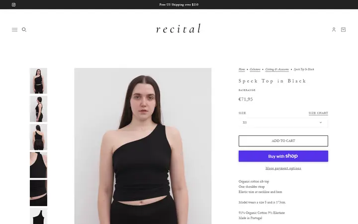 Website page titled Speck Top in Black – Recital