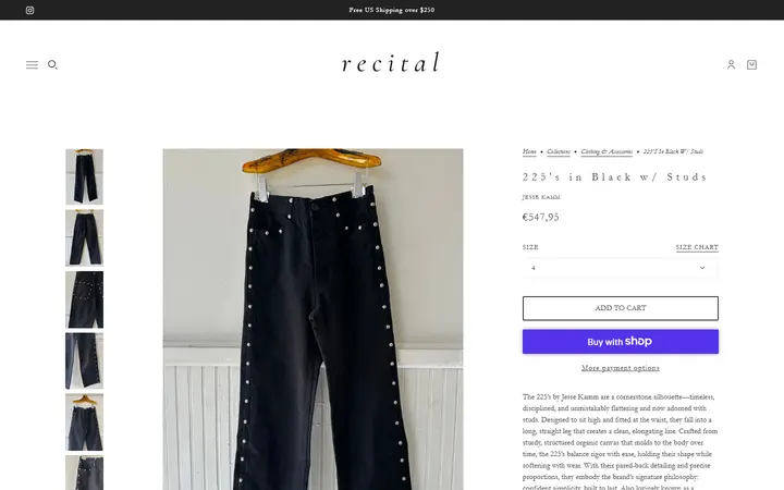 Website page titled 225's in Black w/ Studs – Recital