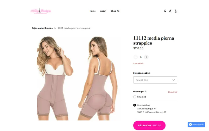 Website page titled 11112 media pierna strapples | ASHLEY BOUTIQUE