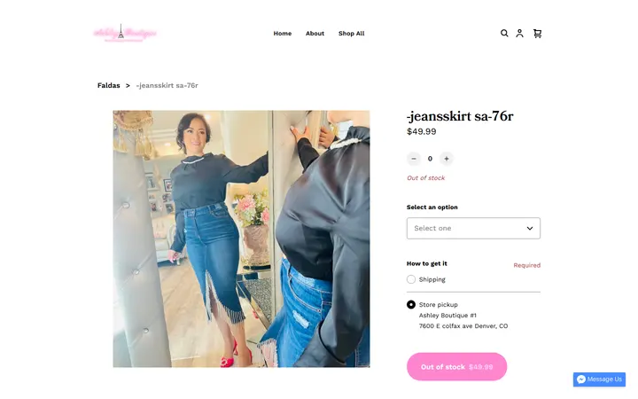 Website page titled -jeansskirt sa-76r | ASHLEY BOUTIQUE
