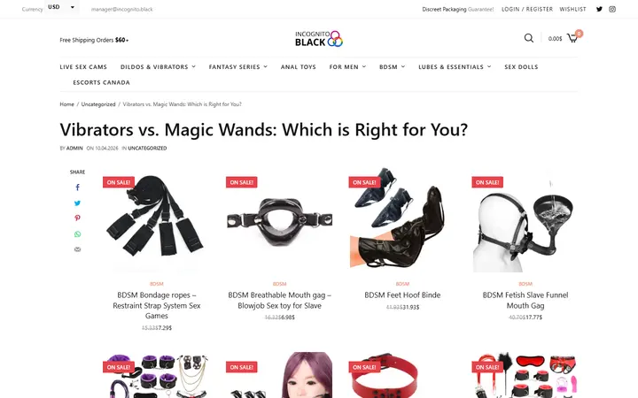 Website page titled Vibrators vs. Magic Wands: Which is Right for You?