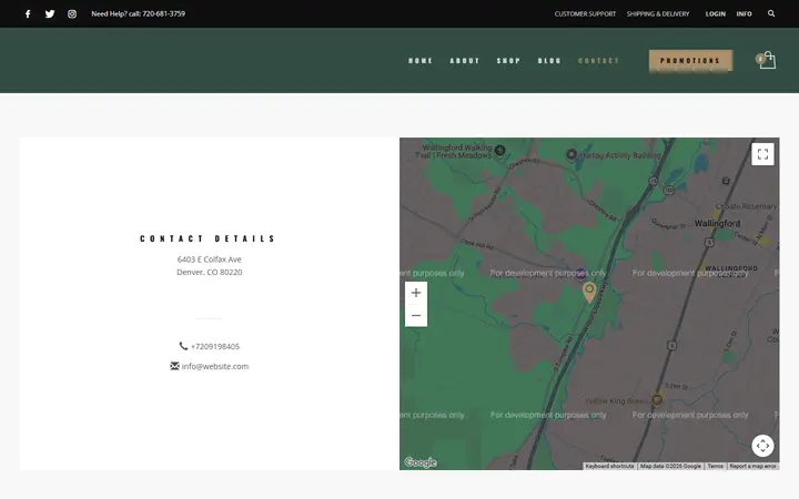 Website page titled Contact – The FlyTrap Clothing Boutique