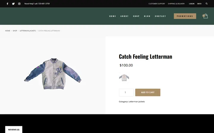 Website page titled Catch Feeling Letterman – The FlyTrap Clothing Boutique