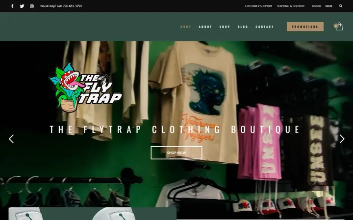 Website page titled Home – The FlyTrap Clothing Boutique
