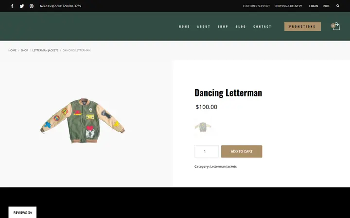 Website page titled Dancing Letterman – The FlyTrap Clothing Boutique