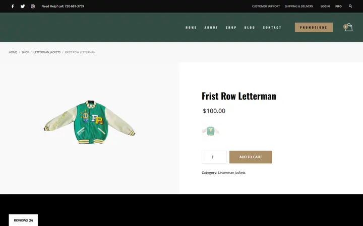 Website page titled Frist Row Letterman – The FlyTrap Clothing Boutique