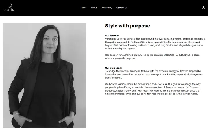 Website page titled About | Bastille ParisDenver
