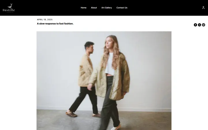 Website page titled A slow response to fast fashion. | Bastille ParisDenver
