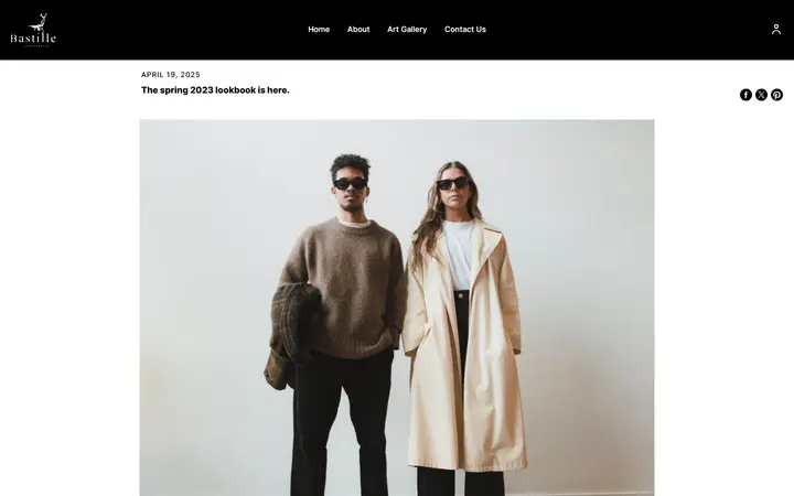 Website page titled The spring 2023 lookbook is here. | Bastille ParisDenver