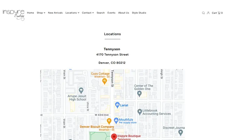 Website page titled Locations – Inspyre Boutique